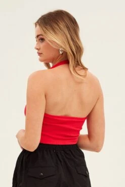Red Halter Top Round Neck Seamless -Women Clothing Shop bs3010a 39j watermelon 5