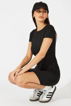 Black Supersoft Dress Short Sleeve Crew Neck