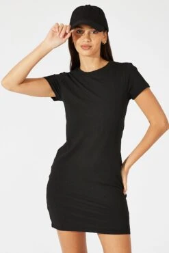 Black Supersoft Dress Short Sleeve Crew Neck -Women Clothing Shop bs5160b 84j black 3