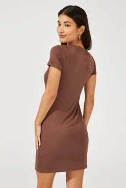 Brown Supersoft Dress Short Sleeve Crew Neck -Women Clothing Shop bs5160b 84j brown 5