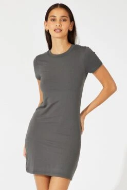 Grey Supersoft Dress Short Sleeve Crew Neck