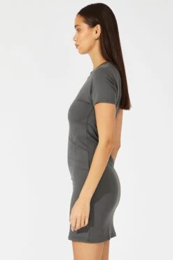 Grey Supersoft Dress Short Sleeve Crew Neck -Women Clothing Shop bs5160b 84j charcoal 4