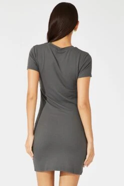 Grey Supersoft Dress Short Sleeve Crew Neck -Women Clothing Shop bs5160b 84j charcoal 5