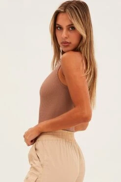 Brown Bodysuit Seamless Sleeveless 11 Brown Bodysuit Seamless Sleeveless -Women Clothing Shop bs8308 39j mocha 4