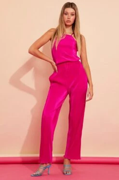 Pink Plisse Pants -Women Clothing Shop bt12595x f4 hot pink 3