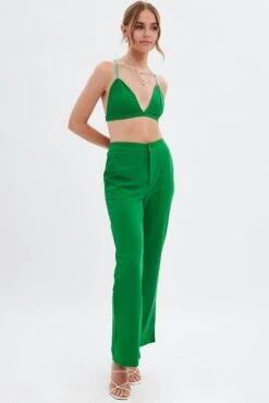Green High Waist Pants -Women Clothing Shop bt13356x f3 green 3