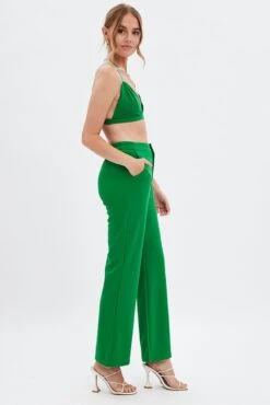 Green High Waist Pants -Women Clothing Shop bt13356x f3 green 4