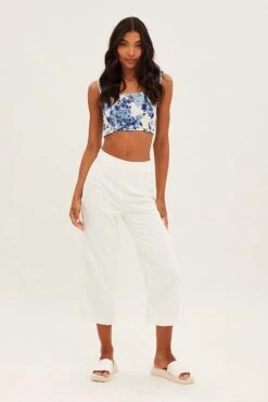 White Cropped Pant High Waisted -Women Clothing Shop bt1395 43nb white 3