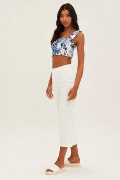 White Cropped Pant High Waisted -Women Clothing Shop bt1395 43nb white 4
