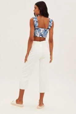 White Cropped Pant High Waisted -Women Clothing Shop bt1395 43nb white 5