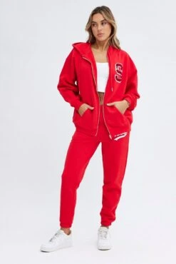 Red Track Pants High Rise Jogger -Women Clothing Shop bt2102hx 84p red 3