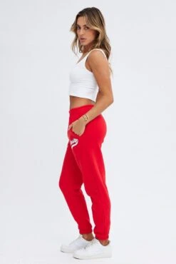 Red Track Pants High Rise Jogger -Women Clothing Shop bt2102hx 84p red 4