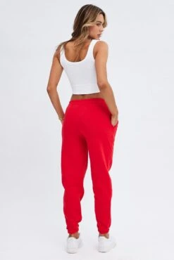 Red Track Pants High Rise Jogger -Women Clothing Shop bt2102hx 84p red 5