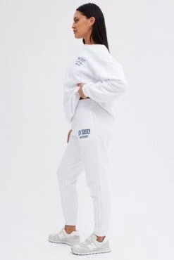 White Track Pants High Rise Jogger -Women Clothing Shop bt2102jx 84p white 4