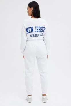 White Track Pants High Rise Jogger -Women Clothing Shop bt2102jx 84p white 5
