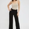Black Straight Fit Pants High Rise Ponte