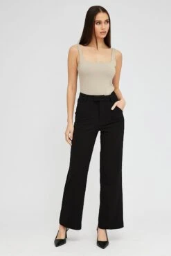 Black Straight Fit Pants High Rise Ponte 10 Black Straight Fit Pants High Rise Ponte -Women Clothing Shop bt21039a 43pb black 3