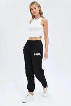 Black Track Pants High Rise Jogger -Women Clothing Shop bt2117kx 84p black 3