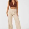 Beige Wide Leg Pants High Rise -Women Clothing Shop bt2248a 33pb beige 1