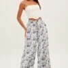 Blue Floral Pant Wide Leg Floral Print