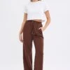 Brown Wide Leg Track Pants High Rise -Women Clothing Shop bt2372 84pb chocolate 1