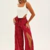 Red Polka Dot Wide Leg Pants High Rise Waist Tie -Women Clothing Shop bt2598 81pb polka dot 1