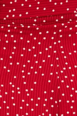 Red Polka Dot Wide Leg Pants High Rise Waist Tie -Women Clothing Shop bt2598 81pb polka dot 6