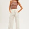 White Wide Leg Cargo Pants High Rise 1 White Wide Leg Cargo Pants High Rise -Women Clothing Shop bt2635 81pb white 1