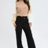 Black Wide Leg Pants Low Rise Cross Over Waistband
