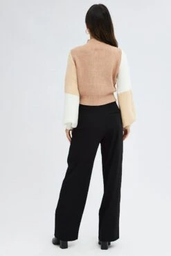 Black Wide Leg Pants Low Rise Cross Over Waistband -Women Clothing Shop bt2733 34pb black 5