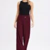 Red Wide Leg Pants Low Rise Cross Over Waistband