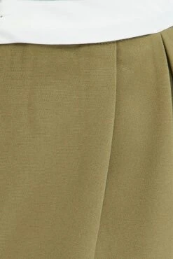 Green Wide Leg Pants Turn Down Waist Low Rise -Women Clothing Shop bt2750 38pb khaki 6