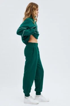 Green Track Pants High Rise Jogger -Women Clothing Shop bt2978x 84p forest 4