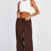 Brown Wide Leg Pants High Rise Textured Fabric 2 Brown Wide Leg Pants High Rise Textured Fabric -Women Clothing Shop bt3059x 47pk brown 1