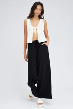 Black Wide Leg Pants Mid Rise