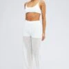 White Wide Leg Pants Elasticated Waist -Women Clothing Shop bt3068x 47pb white 1