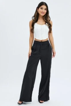 Black Wide Leg Pants Low Rise 10 Black Wide Leg Pants Low Rise -Women Clothing Shop bt3069 38pb black 3