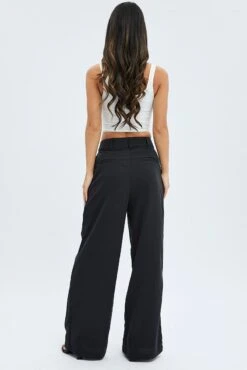Black Wide Leg Pants Low Rise 12 Black Wide Leg Pants Low Rise -Women Clothing Shop bt3069 38pb black 5