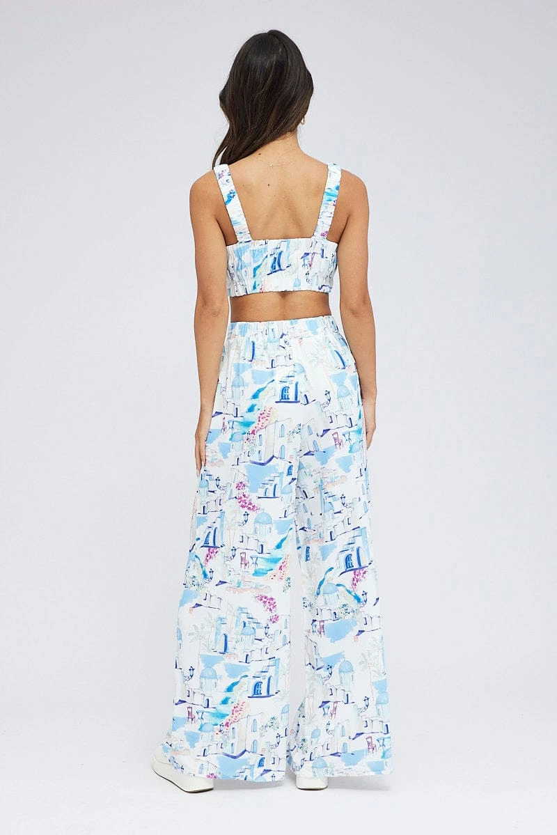 Blue Print Wide Leg Pants High Rise 7 Blue Print Wide Leg Pants High Rise - Image 5