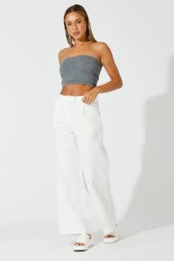 White Wide Leg Pants High Rise Tailored