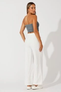 White Wide Leg Pants High Rise Tailored -Women Clothing Shop bt3586 81p white 5