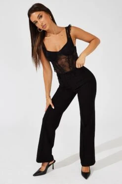 Black Slim Pants High Rise Workwear