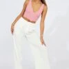 White Wide Leg Pants High Rise
