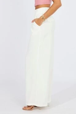 White Wide Leg Pants High Rise 11 White Wide Leg Pants High Rise -Women Clothing Shop bt3649 81pb white 4