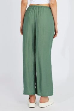 Green Wide Leg Pants Textured Fabric -Women Clothing Shop bt3674x 47pb khaki 5