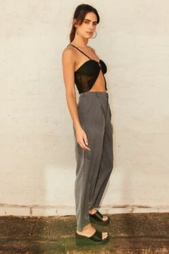 Grey Tailored Pant High Waist -Women Clothing Shop bt9185 33mb grey 4