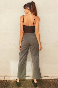 Grey Tailored Pant High Waist -Women Clothing Shop bt9185 33mb grey 5