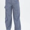 Grey Wide Leg Pants Cargo Pockets -Women Clothing Shop bt9274 38mb grey 1