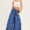 Blue Boho Wide Leg Pants High Rise -Women Clothing Shop btw2320d 38pb boho 1