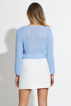 Blue Knit Cardigan Long Sleeve Crop -Women Clothing Shop c s cardigan blue knit cardigan long sleeve crop 32965152899265